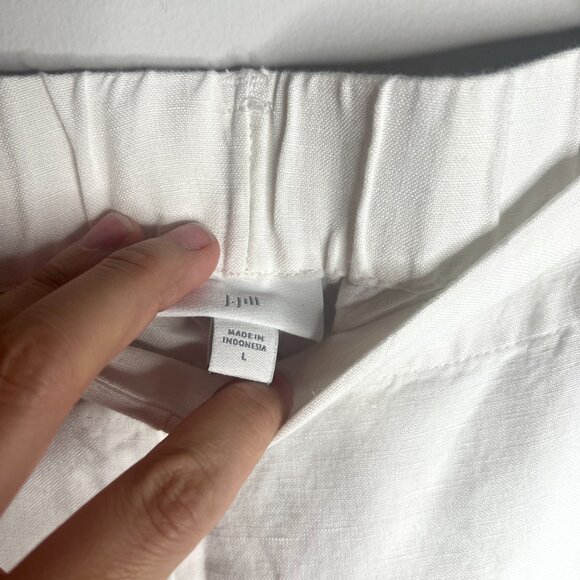 J. Jill White Linen Blend Pull On Wide-Leg Cropped Pants Resortwear Beachy Sz L - Picture 2 of 4